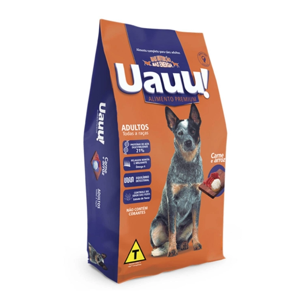 Ração DogChoni Uauu Cães Adultos Sabor Carne e Arroz