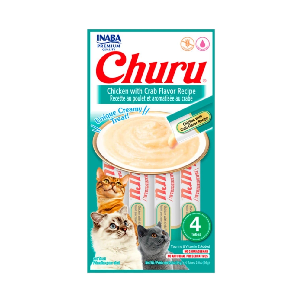 Petisco Churu para Gatos Sabor Frango com Aroma de Caranguejo - 56 gramas