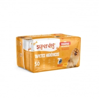 Tapete Higiênico Super Dog 60x55cm para cães com 50 un