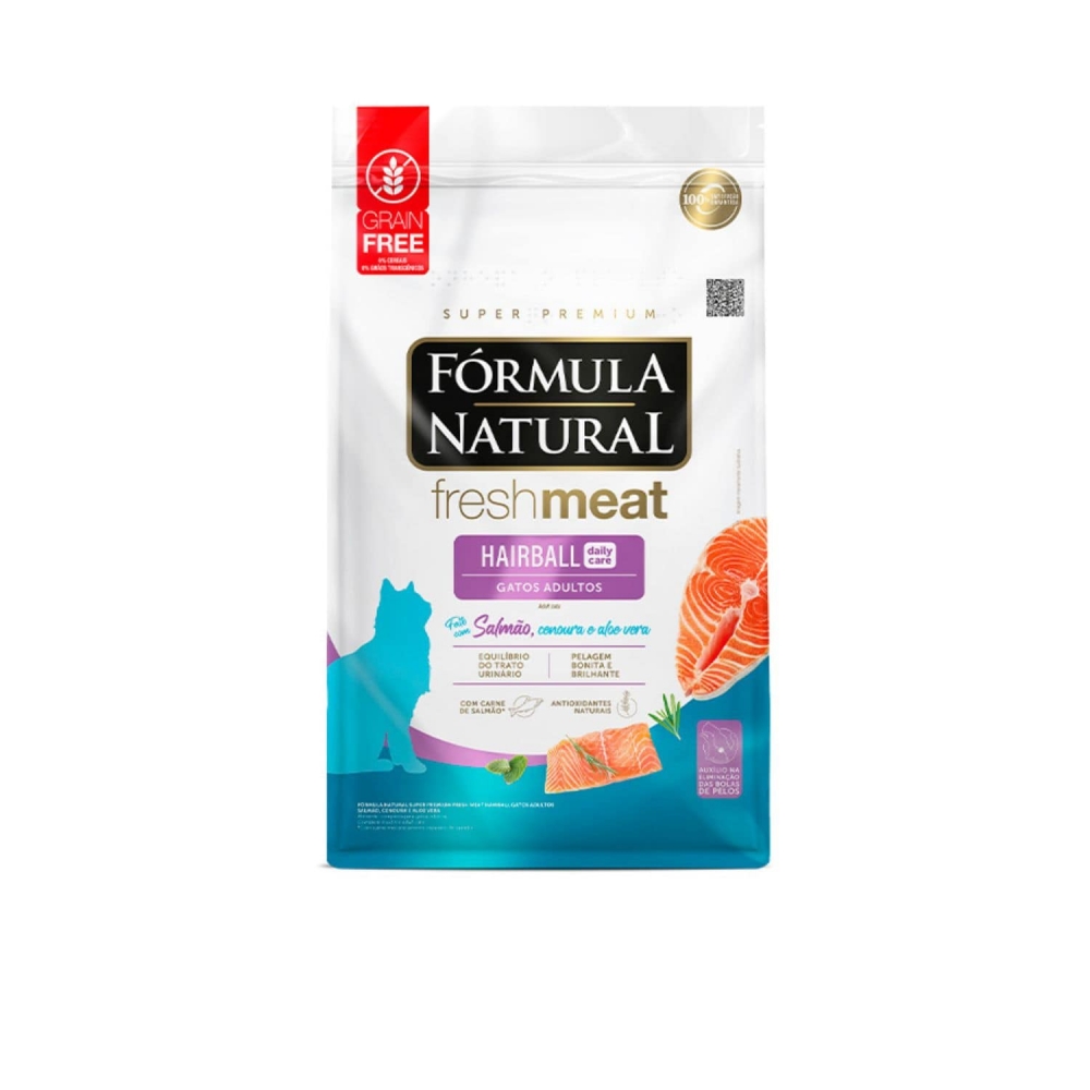 Ração Fórmula Natural Fresh Meat Gatos Hairball Salmão 1 Kg