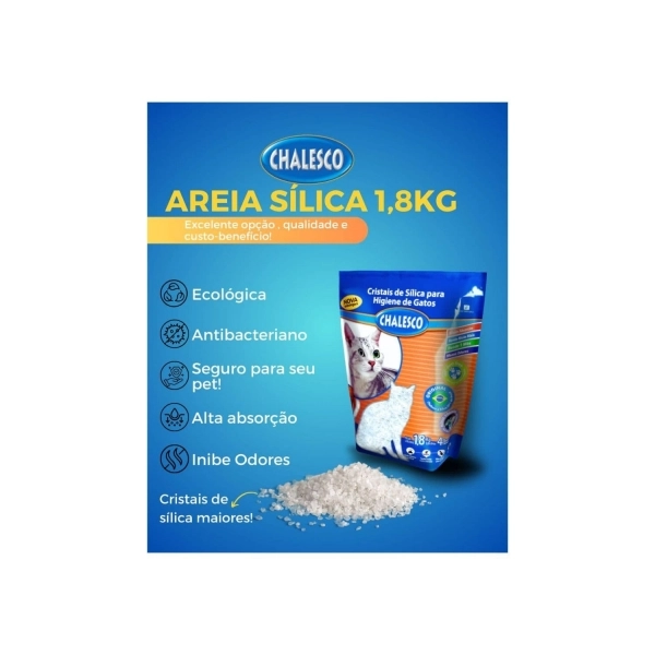 Areia Higiênica Chalesco com Cristais de Sílica para Gatos 1,8 Kg