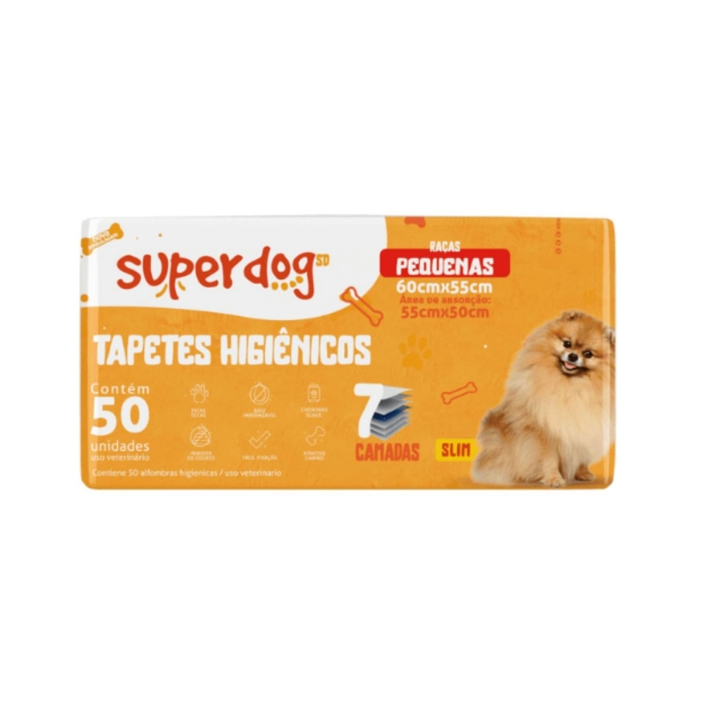 Tapete Higiênico Super Dog 60x55cm para cães com 50 un