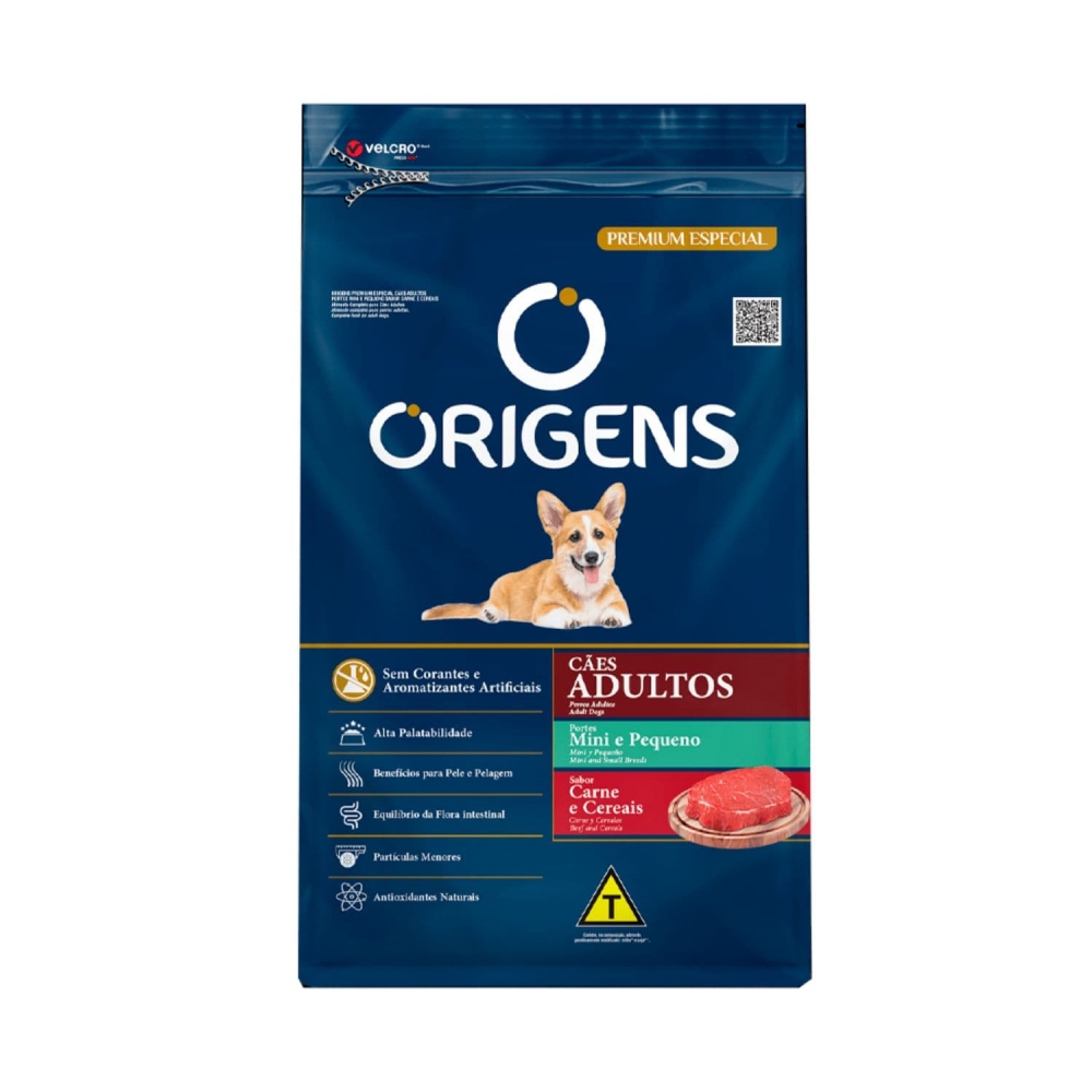 Ração Origens para Cães Adultos Porte Mini e Pequeno Carne e Cereais 10,1 Kg