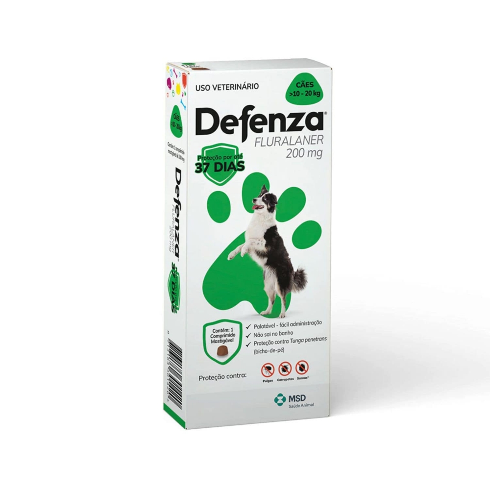 Defenza 200mg Antipulgas e Carrapatos para Cães de 10 a 20kg