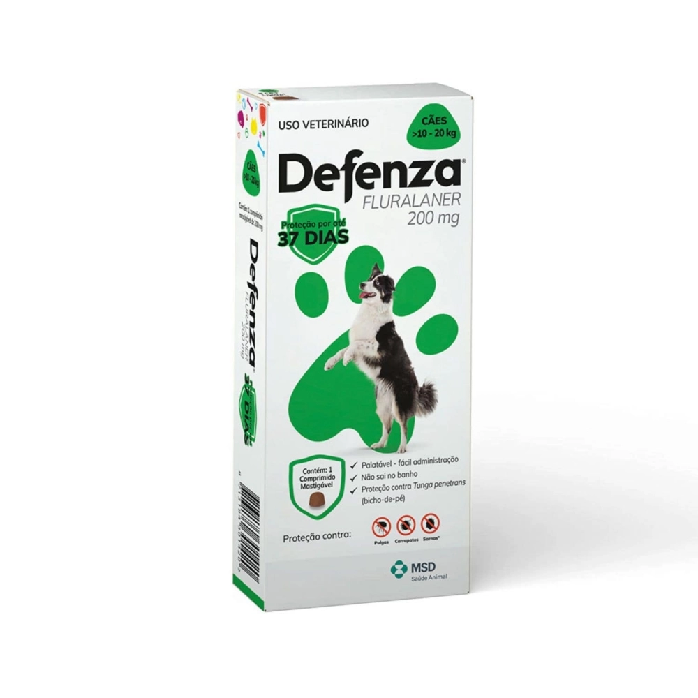 Defenza 200mg Antipulgas e Carrapatos para Cães de 10 a 20kg