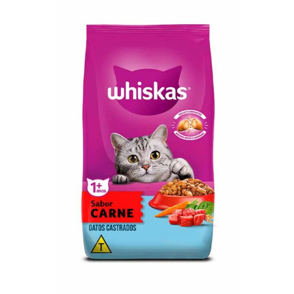 Ração Whiskas Gatos Castrados Adultos Sabor Carne