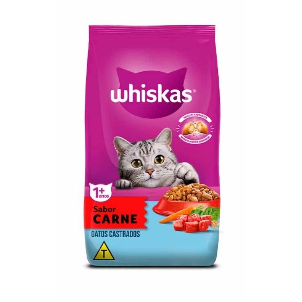 Ração Whiskas Gatos Castrados Adultos Sabor Carne 10,1 Kg