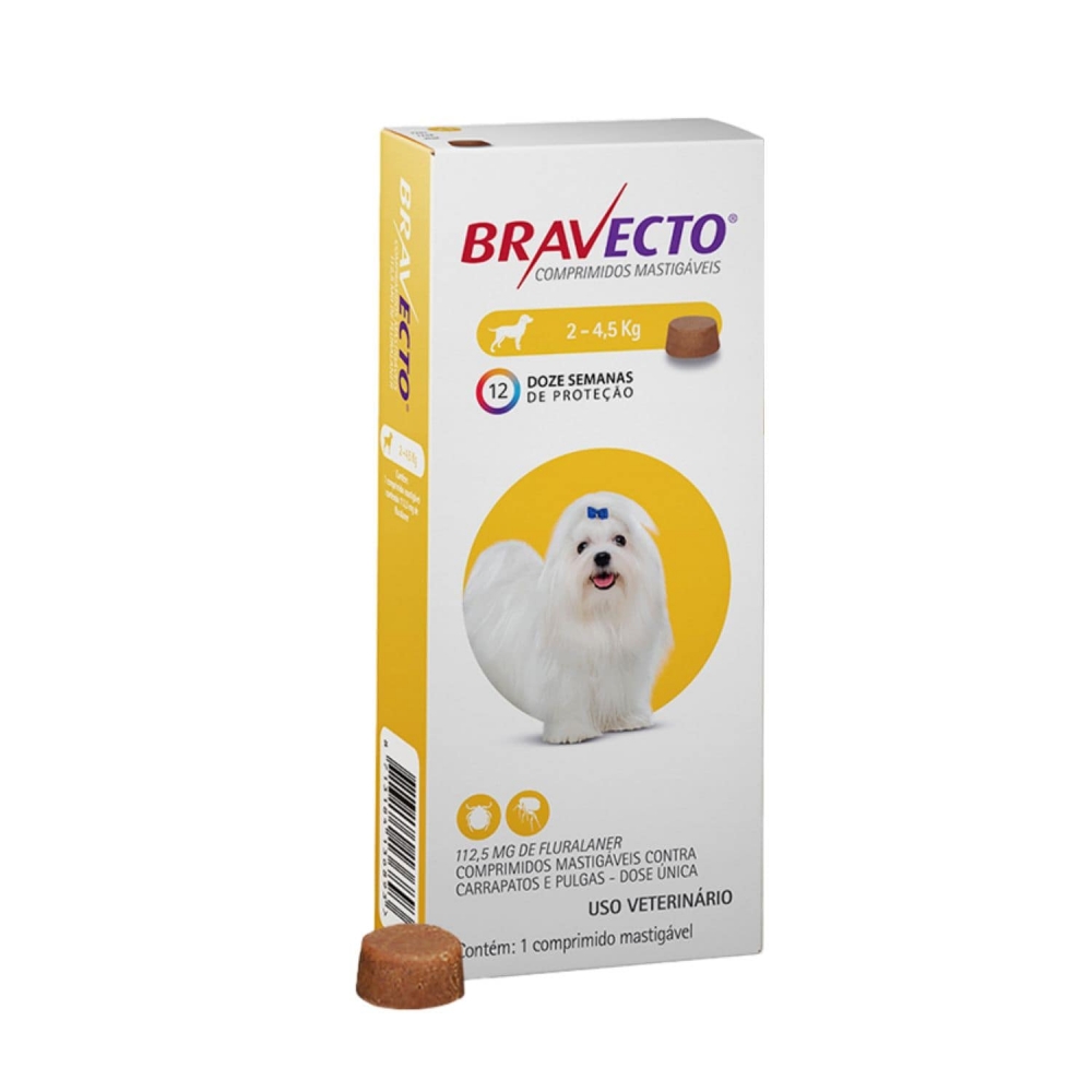 Bravecto Antipulgas e Carrapatos para Cães de 2 a 4,5kg