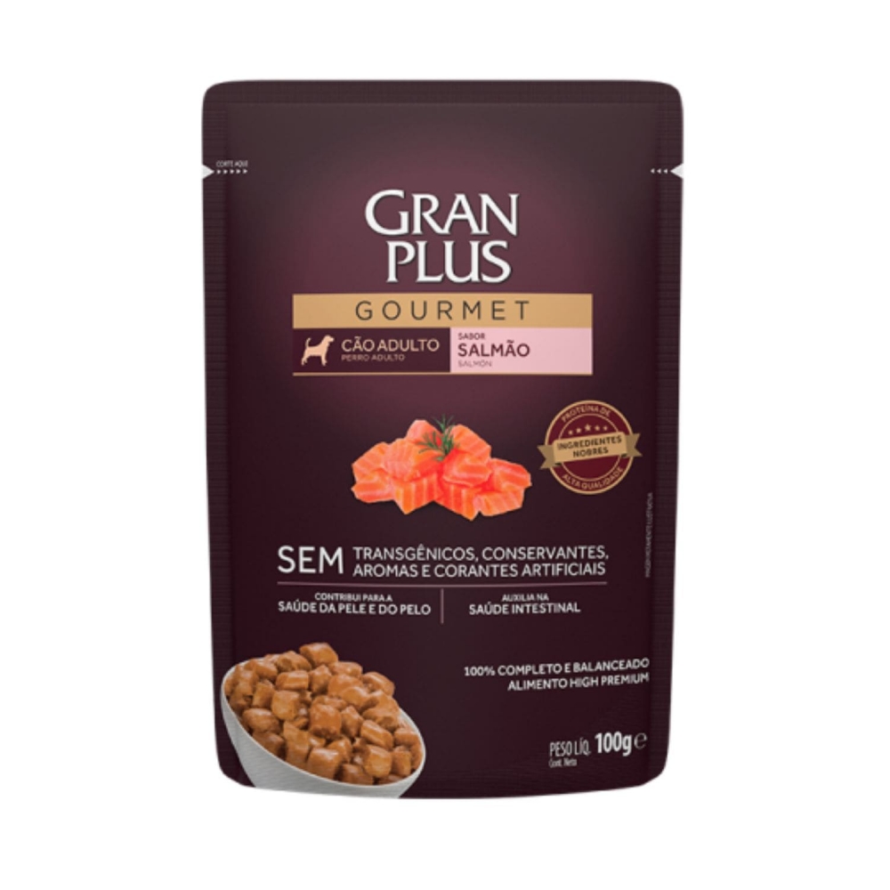 Ração Úmida GranPlus Gourmet Sachê Cães Adultos Sabor - SALMÃO