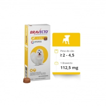 Bravecto Antipulgas e Carrapatos para Cães de 2 a 4,5kg