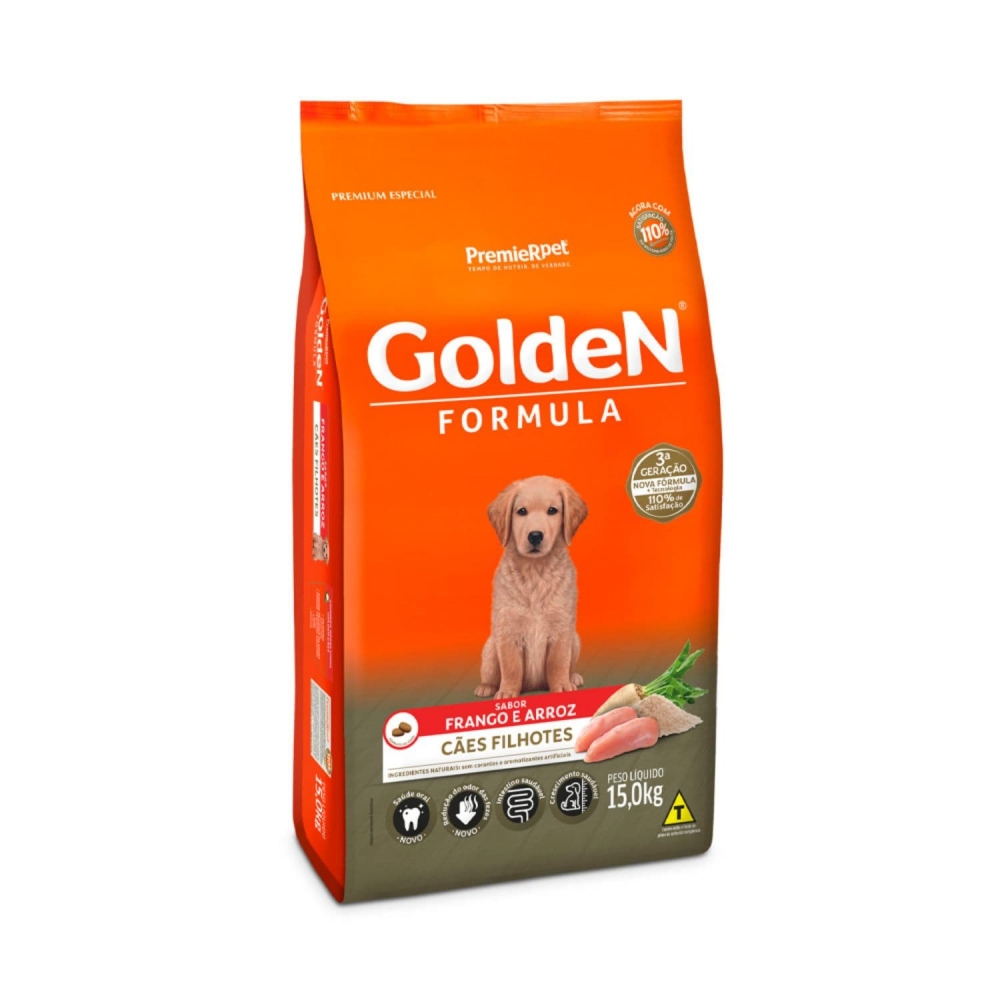 Ração Golden Fórmula Cães Filhotes Sabor Frango e Arroz 15 Kg