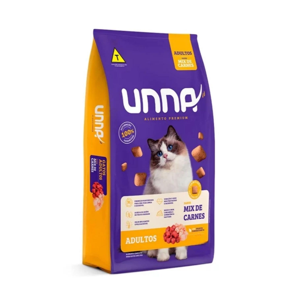 Ração Unna Gatos Adultos Sabor Mix de Carnes