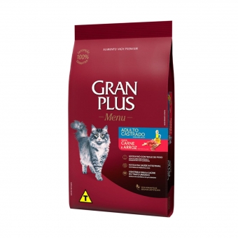 Ração Gran Plus Gatos Castrados Adultos Carne