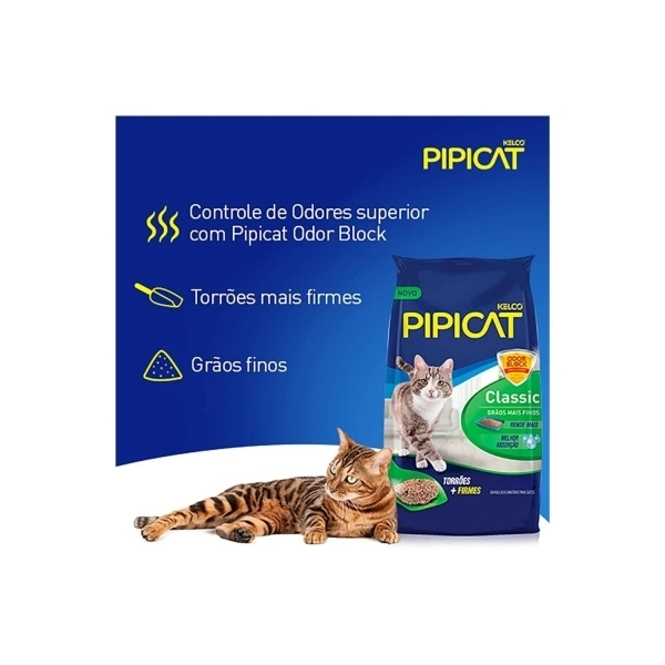 Areia Higiênica Pipicat Classic para Gatos 12 Kg