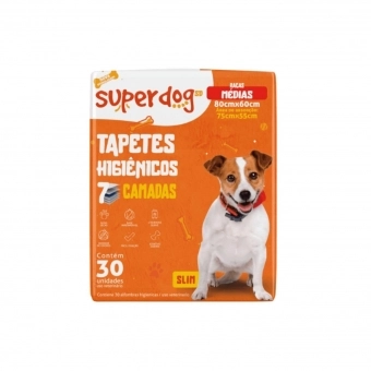 Tapete Higiênico Super Dog 80x60cm para cães com 30 un
