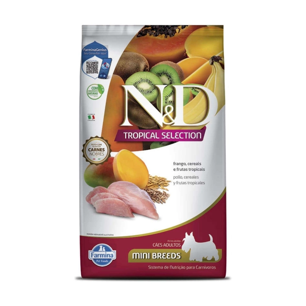 Ração Farmina N&D Tropical Cães Raças Mini 2,5 Kg Frango, Cereais e Frutas
